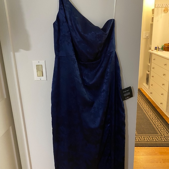 Lulus Desirable Dream Satin Jacquard Halter Neck Midi Dress - Picture 4 of 6